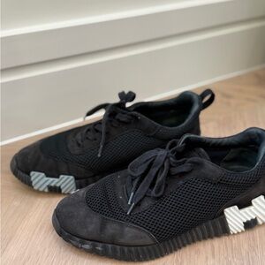 Hermes Black Mesh Sneakers with Silver Accents